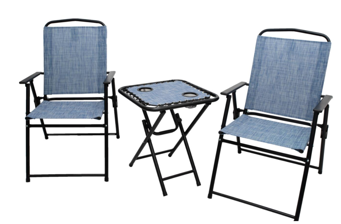 Patio Bistro Set Outdoor Garden Furniture Folding 3 Piece Seating Patio Set with 2 Folding Chairs an