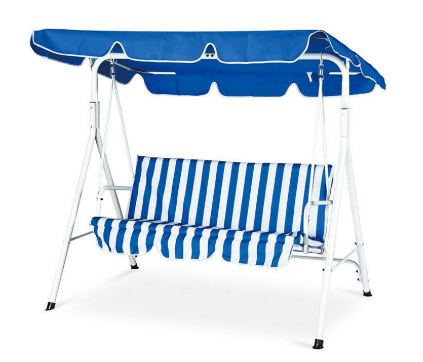Outdoor Patio Swing Chair 3 Seater Metal Adult Hammock Canopy Garden Swing Chair